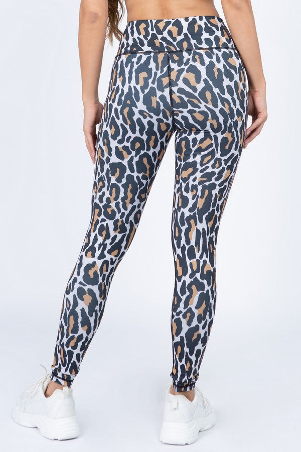 Carolina Black Leopard Print Activewear Leggings With Pockets