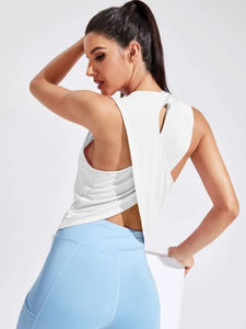 Featherweight Cross Back Tank Top - White